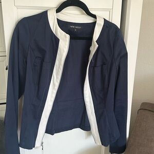 Nine West Blue and White Blazer with Classic Contrast